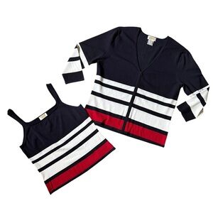 Talbots Striped Cardigan and Tank Set Nautical Size XL and Large